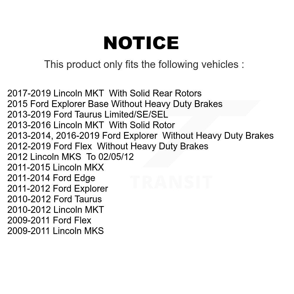 [Arrière] Kit de Disque et plaquette (semi-métallique) de frein pour Ford Explorer Edge Taurus Flex Lincoln MKX MKS MKT K8S-101632