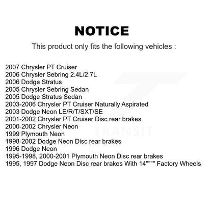 [Arrière] Kit de Disque et plaquette (semi-métallique) de frein pour Chrysler PT Cruiser Dodge Neon Sebring Stratus Plymouth K8S-101651
