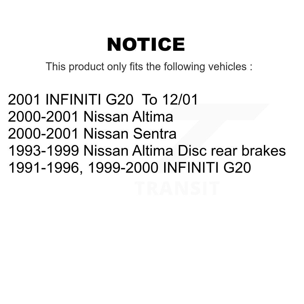 [Arrière] Kit de Disque et plaquette (semi-métallique) de frein pour Nissan Altima Sentra Infiniti G20 INFINITI K8S-101703