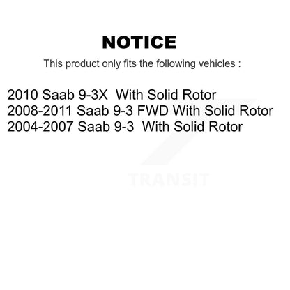 [Arrière] Kit de Disque et plaquette (semi-métallique) de frein pour Saab 9-3 9-3X avec Solid Rotor K8S-101820