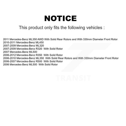[Arrière] Kit de Disque et plaquette (semi-métallique) de frein pour Mercedes-Benz ML350 R350 ML500 ML320 R500 R320 ML450 K8S-101849