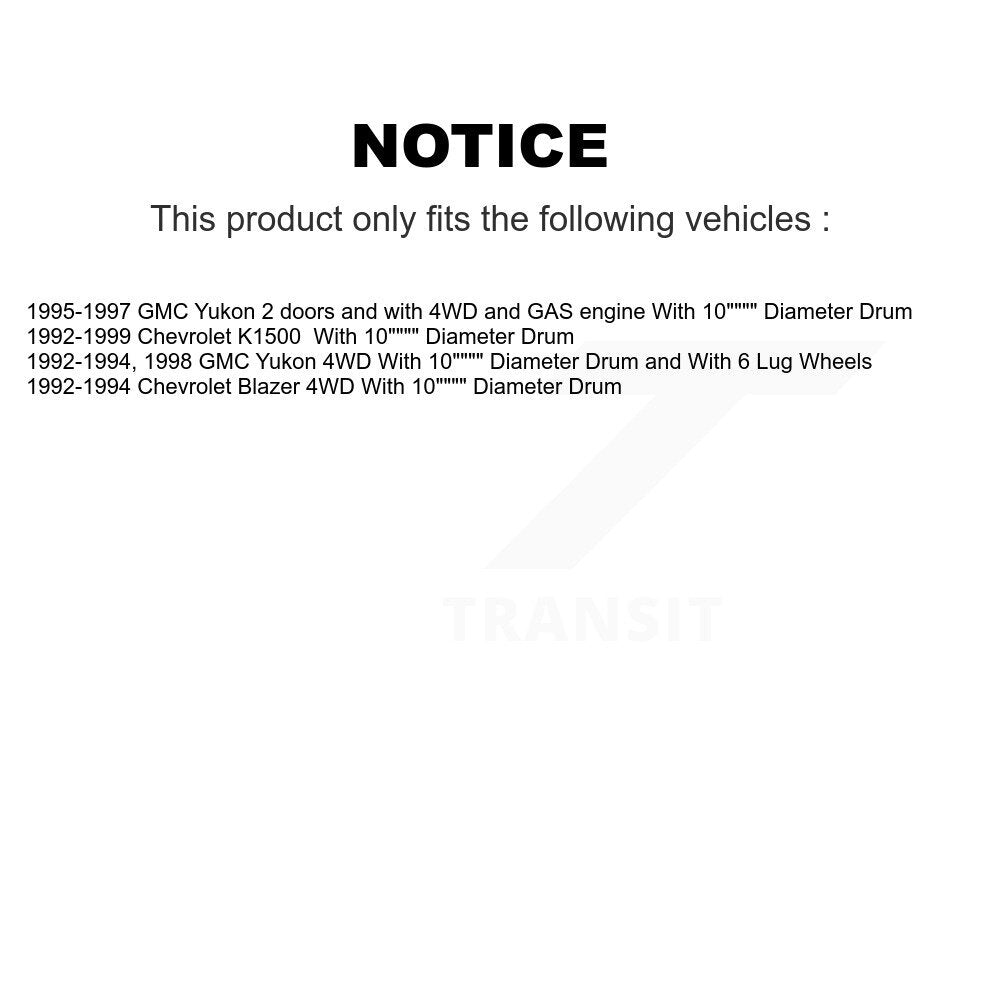 [Avant + Arrière] Kit de Disque et plaquette (semi-métallique) de frein pour Chevrolet K1500 GMC Yukon Blazer avec 10" Diameter K8S-102024