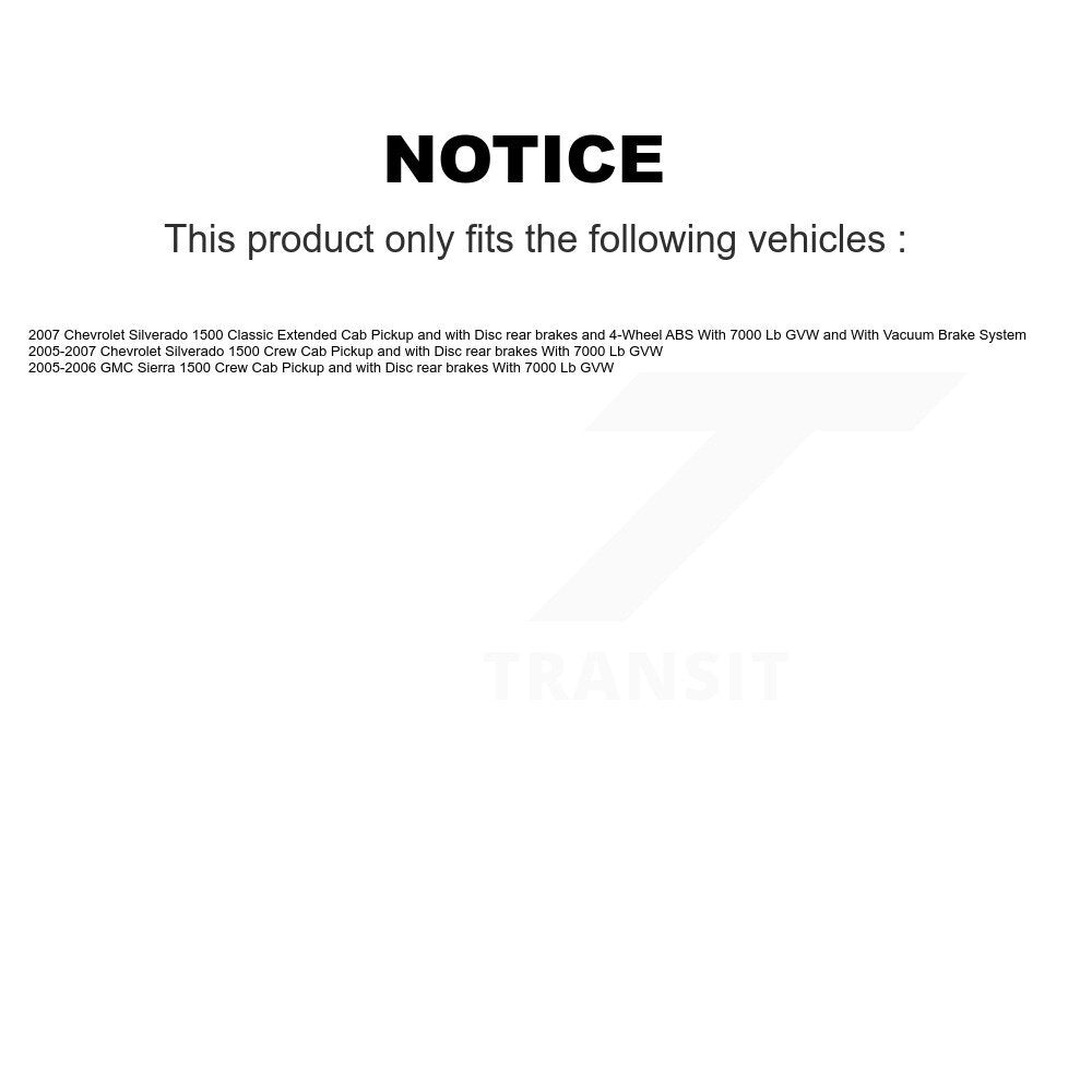 [Avant + Arrière] Kit de Disque et plaquette (semi-métallique) de frein pour Chevrolet Silverado 1500 GMC Sierra Classic avec 7000 Lb GVW K8S-102475