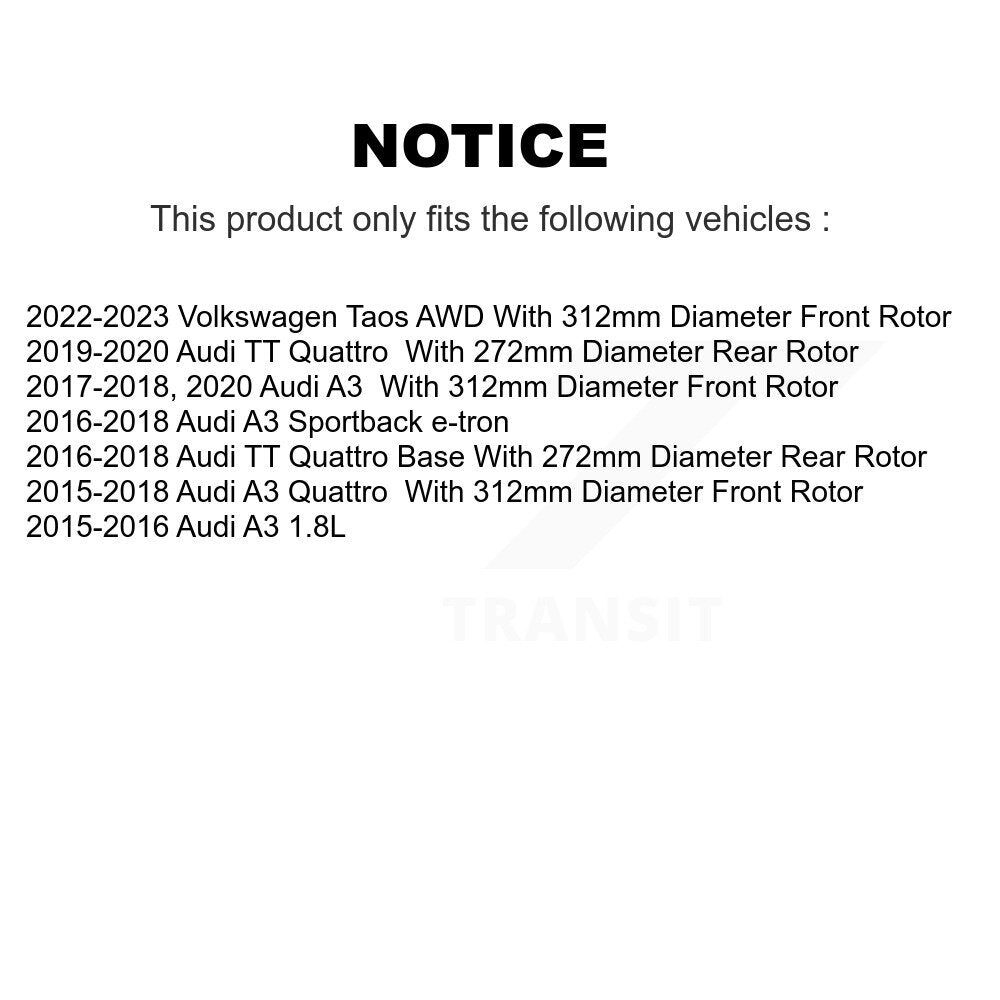 [Avant + Arrière] Kit de Disque et plaquette (semi-métallique) de frein pour Audi A3 Quattro Sportback e-tron Volkswagen Taos K8S-102687