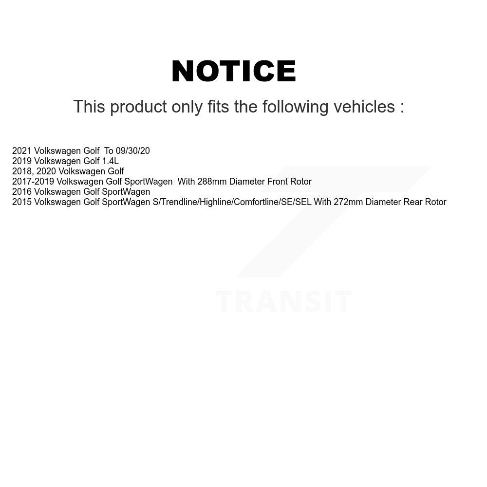 [Avant + Arrière] Kit de Disque et plaquette (semi-métallique) de frein pour Volkswagen Golf SportWagen K8S-102691