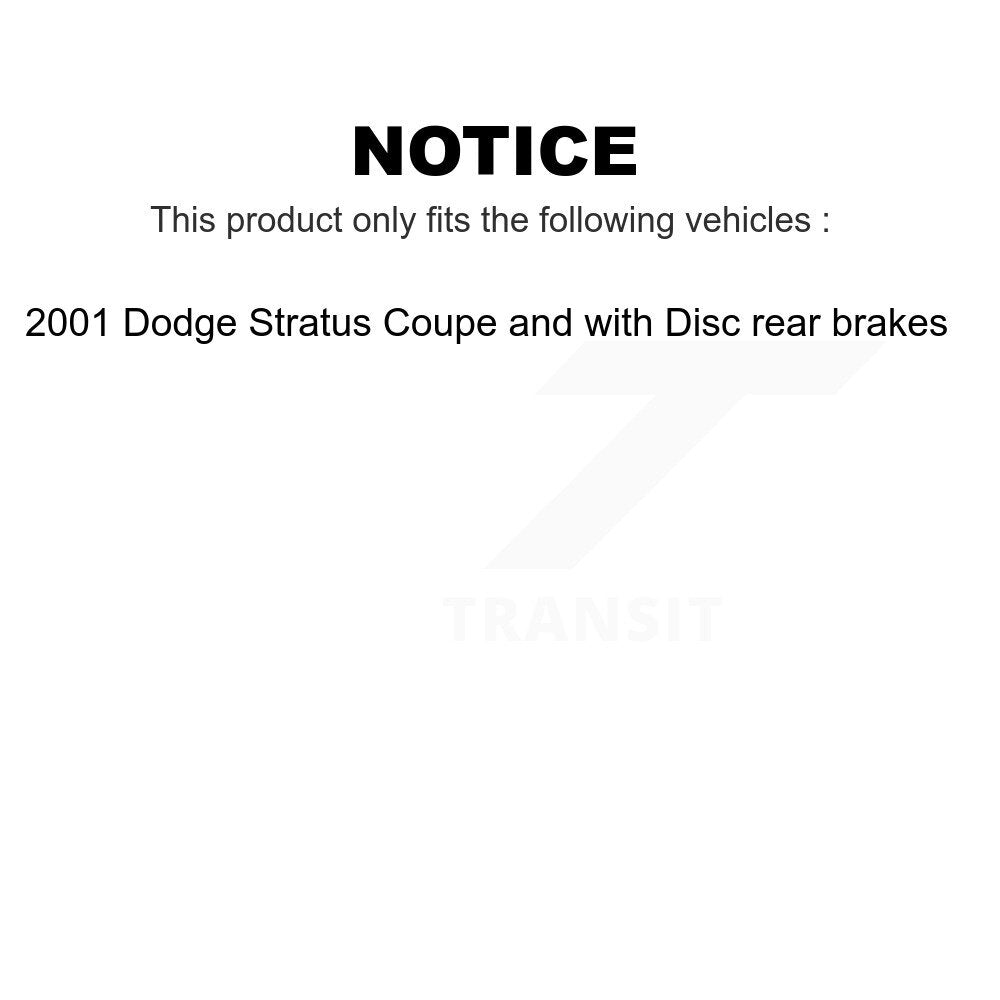 [Avant + Arrière] Kit de Disque et plaquette (semi-métallique) de frein pour 2001 Dodge Stratus Coupe avec rear brakes K8S-103369