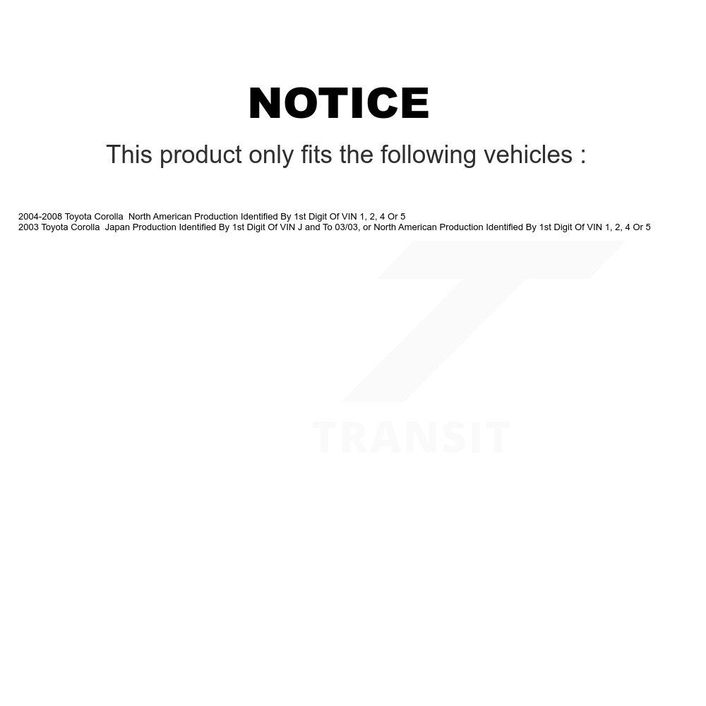 [Avant + Arrière] Kit de Disque et plaquette (semi-métallique) de frein pour Toyota Corolla K8S-103438
