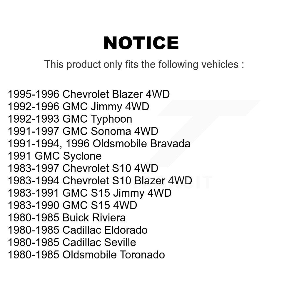 [Avant] Kit de Disque et plaquette (céramique) de frein pour Chevrolet S10 GMC Sonoma Blazer Jimmy S15 Cadillac Eldorado Oldsmobile Buick Riviera Seville Bravada Toronado Typhoon Syclone K8T-100001