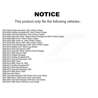 [Avant] Kit de Disque et plaquette (céramique) de frein pour Chevrolet Silverado 1500 GMC Sierra Tahoe Cadillac Yukon Suburban Escalade XL Classic XTS Avalanche ESV Express LD EXT Savana K8T-100047