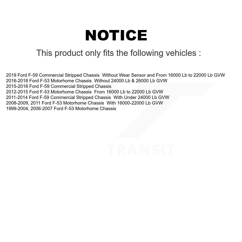 [Avant] Kit de Disque et plaquette (céramique) de frein pour Ford F-59 Commercial Stripped Chassis F-53 Motorhome K8T-100114