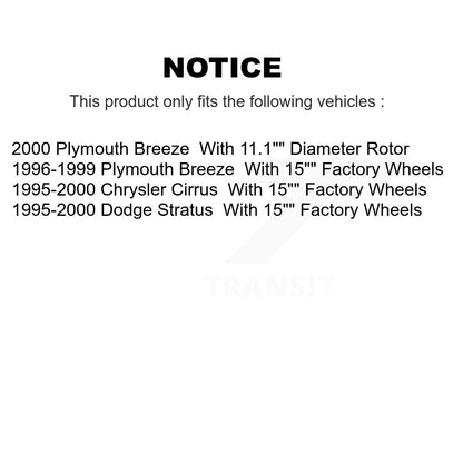 [Avant] Kit de Disque et plaquette (céramique) de frein pour Dodge Stratus Chrysler Cirrus Plymouth Breeze K8T-100188