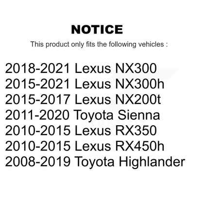 [Avant] Kit de Disque et plaquette (céramique) de frein pour Toyota Highlander Sienna Lexus RX350 NX200t NX300 RX450h NX300h K8T-100560