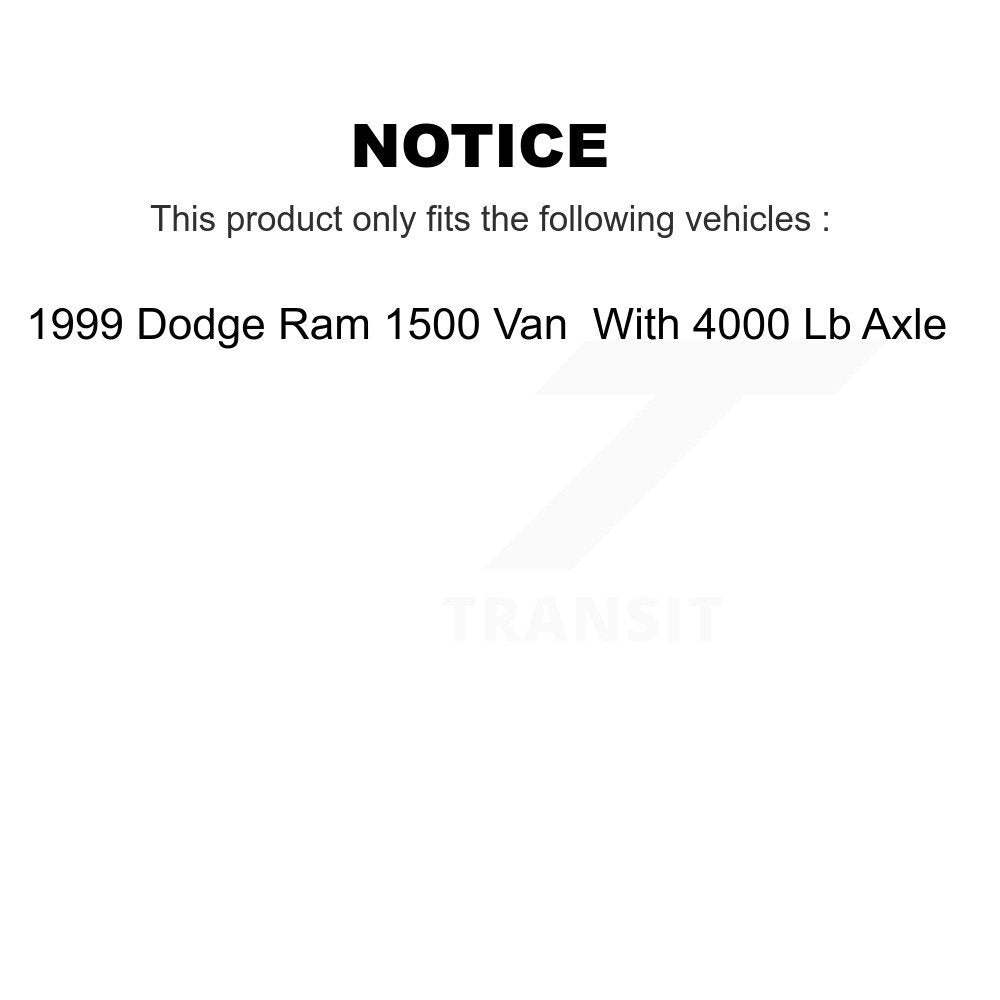 [Avant] Kit de Disque et plaquette (céramique) de frein pour 1999 Dodge Ram 1500 Van avec 4000 Lb Axle K8T-100763