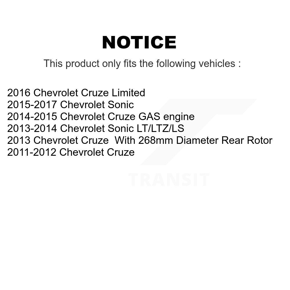 [Avant + Arrière] Kit de Disque et plaquette (céramique) de frein pour Chevrolet Cruze Sonic Limited K8T-100868