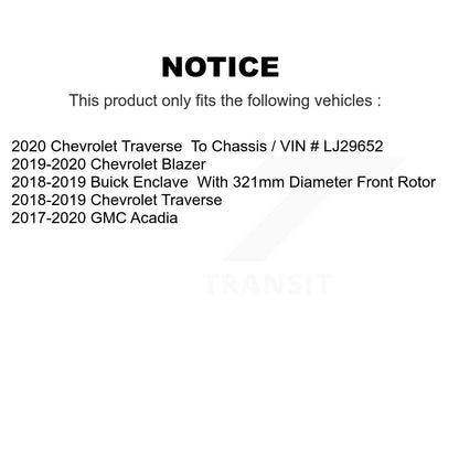[Avant + Arrière] Kit de Disque et plaquette (céramique) de frein pour Chevrolet Traverse GMC Acadia Buick Enclave Blazer K8T-100882