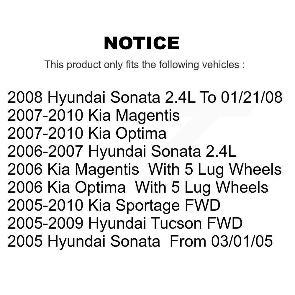 [Avant + Arrière] Kit de Disque et plaquette (céramique) de frein pour Hyundai Sonata Kia Sportage Tucson Optima Magentis K8T-101217