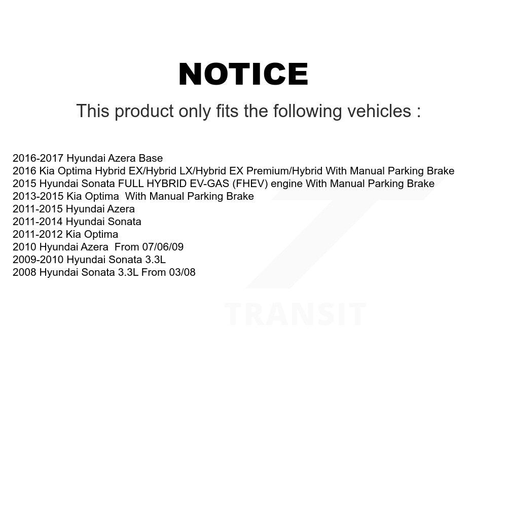 [Arrière] Kit de Disque et plaquette (céramique) de frein pour Hyundai Sonata Kia Optima Azera K8T-101948