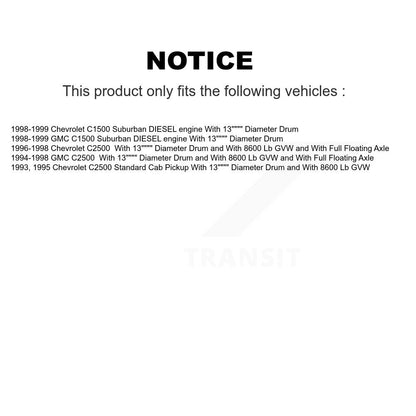 [Avant + Arrière] Kit de Disque et plaquette (céramique) de frein pour 1998-1999 Chevrolet C1500 Suburban DIESEL engine avec 13" Diameter K8T-102538