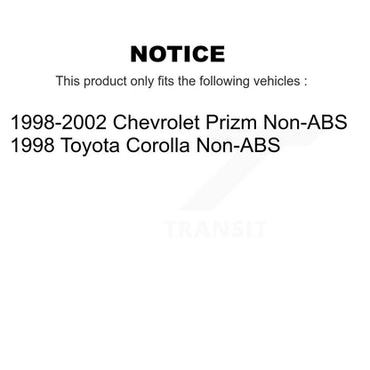 [Avant + Arrière] Kit de Disque et plaquette (céramique) de frein pour Toyota Corolla Chevrolet Prizm Non-ABS K8T-102603
