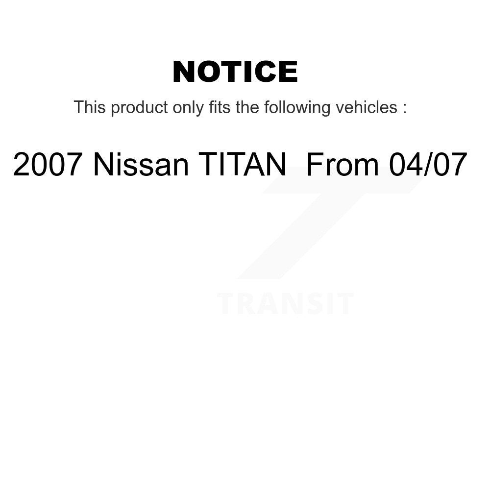 [Avant et Arrière] Disque et plaquette de frein pour 2007 Nissan TITAN From 04 07 K8T-104181