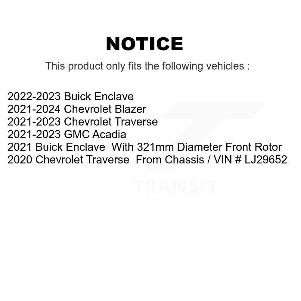 [Avant et Arrière] Disque et plaquette de frein pour Chevrolet Traverse Blazer GMC Acadia Buick K8T-104645