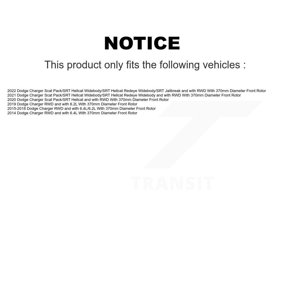 [Arrière] Disque et plaquette de frein pour Dodge Charger With 370mm Diameter Front K8T-104798