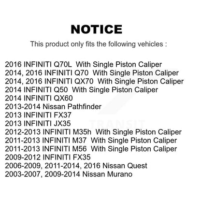 [Arrière] Disque et plaquette de frein pour Nissan Murano INFINITI Pathfinder Q50 K8T-105501