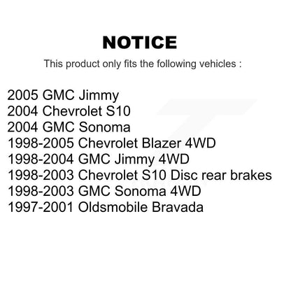 [Arrière] Disque et plaquette de frein pour Chevrolet GMC Blazer S10 Jimmy Sonoma K8T-105571
