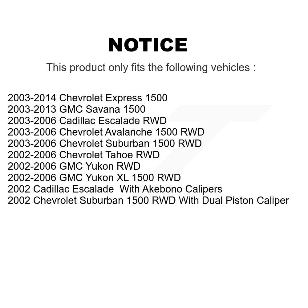 [Arrière] Disque et plaquette de frein pour Chevrolet GMC Avalanche 1500 Express K8T-105579
