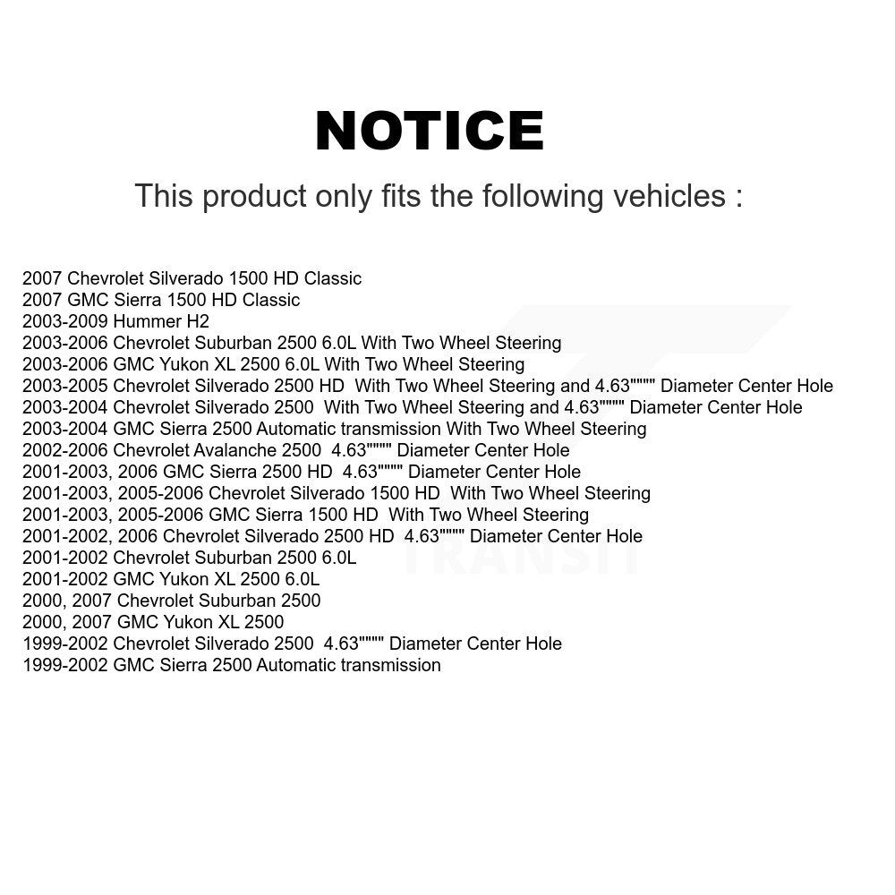 [Arrière] Disque et plaquette de frein pour Chevrolet Silverado 2500 HD GMC H2 XL K8T-105586