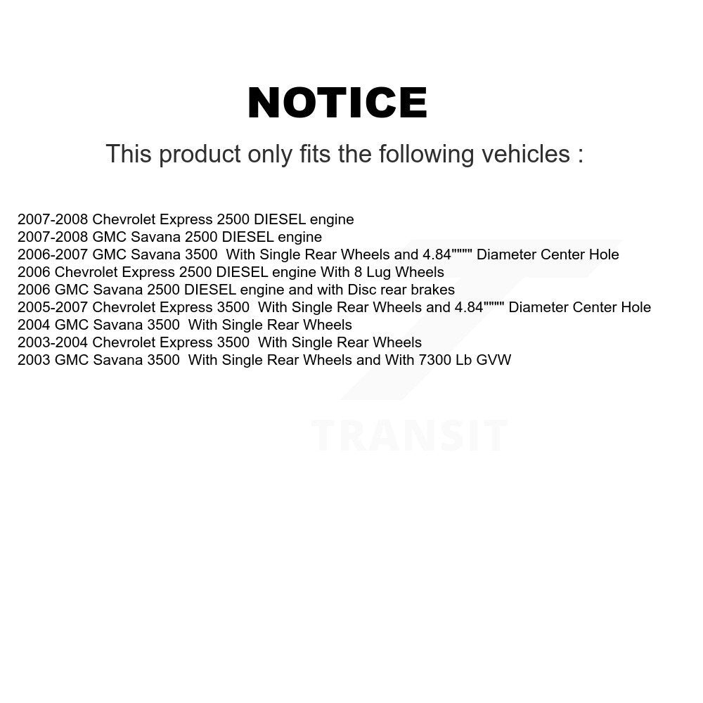 [Arrière] Disque et plaquette de frein pour Chevrolet GMC Express 3500 2500 K8T-105616