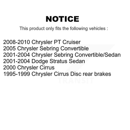 [Arrière] Disque et plaquette de frein pour Chrysler Sebring PT Cruiser Cirrus K8T-105652