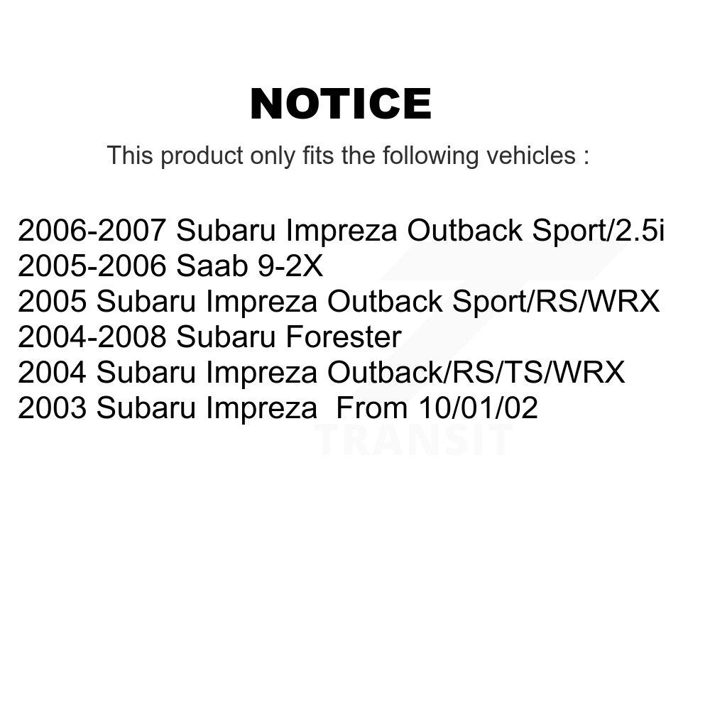 [Arrière] Disque et plaquette de frein pour Subaru Impreza Forester Saab 9-2X K8T-105677