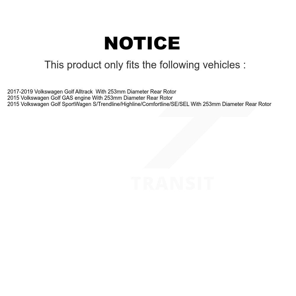 [Arrière] Disque et plaquette de frein pour 2015 Volkswagen Golf SportWagen K8T-105762