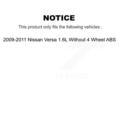 [Avant et Arrière] Disque et plaquette de frein pour Nissan Versa Without 4 Wheel ABS K8T-105779