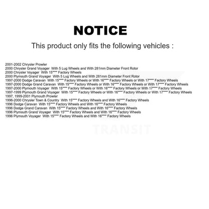 [Avant] Disque et plaquette de frein pour Dodge Caravan Grand Plymouth Prowler Voyager Town & K8T-105799