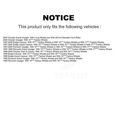 [Avant et Arrière] Disque et plaquette de frein pour Dodge Caravan Grand Plymouth Town & K8T-105822