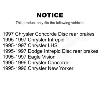 [Avant et Arrière] Disque et plaquette de frein pour Intrepid Dodge Chrysler Concorde LHS Eagle New K8T-105865
