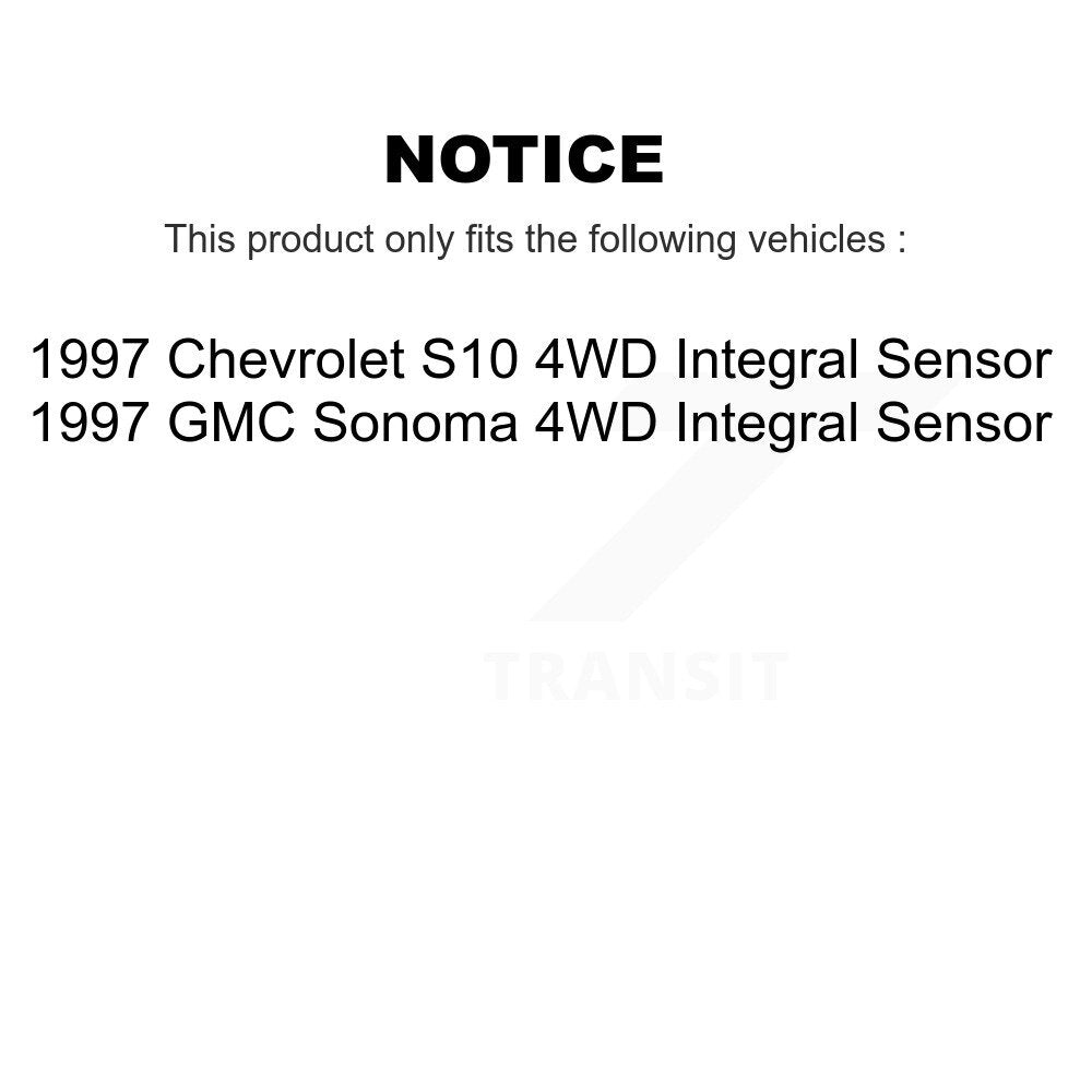 [Avant] Kit d'ensemble roulement de roue et moyeu pour 1997 Chevrolet S10 GMC Sonoma Integral Sensor 4WD KBB-100433