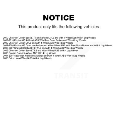 [Avant] Kit d'ensemble roulement de roue et moyeu pour Chevrolet Cobalt Saturn Ion Pontiac G5 Pursuit KBB-103531