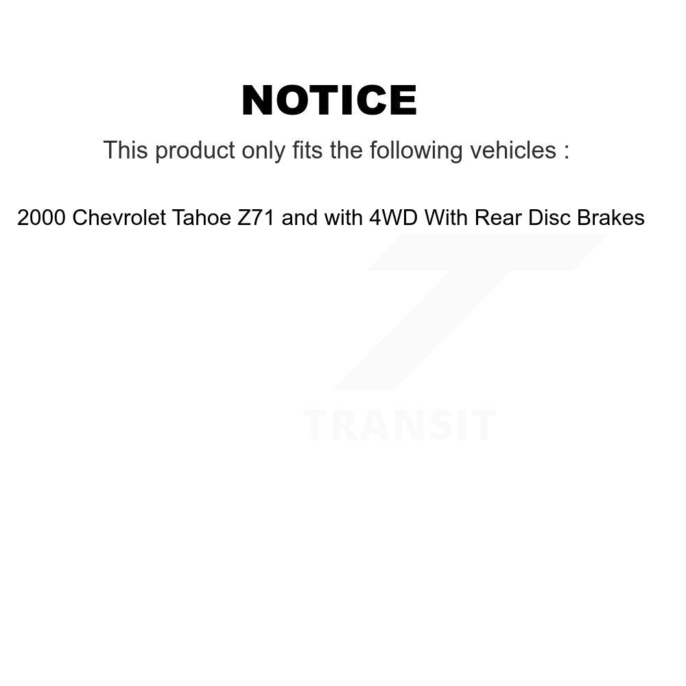 [Avant] Kit d'ensemble roulement de roue et moyeu pour 2000 Chevrolet Tahoe Z71 avec 4WD Rear Brakes KBB-103780