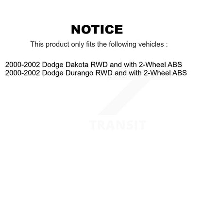 [Avant] Kit d'ensemble roulement de roue et moyeu pour 2000-2002 Dodge Dakota Durango RWD avec 2-Wheel ABS KBB-103784