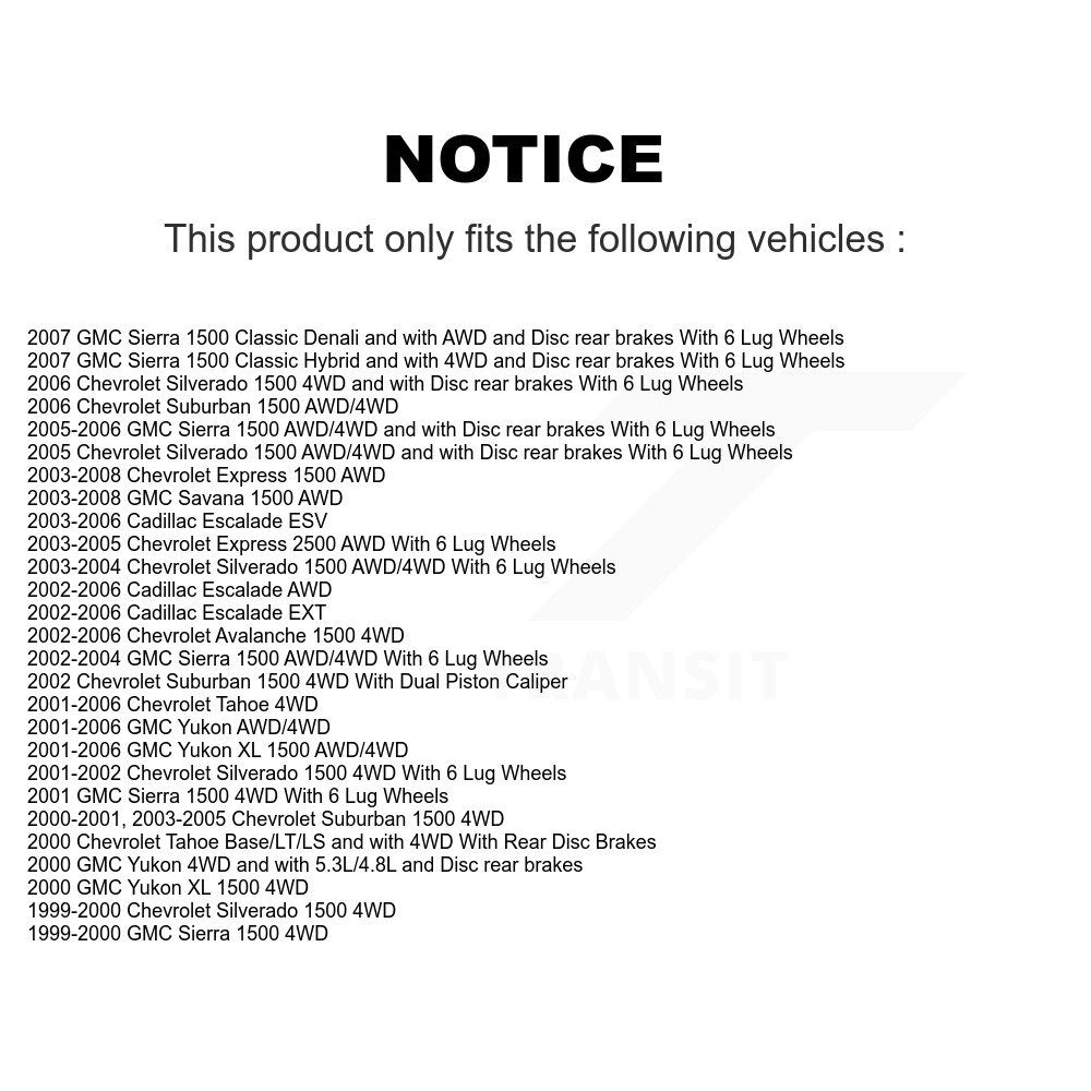 [Avant] Kit d'ensemble roulement de roue et moyeu pour Chevrolet Silverado 1500 GMC Tahoe Sierra Suburban Yukon Avalanche XL Cadillac Escalade Express 2500 Classic ESV EXT Savana KBB-103788