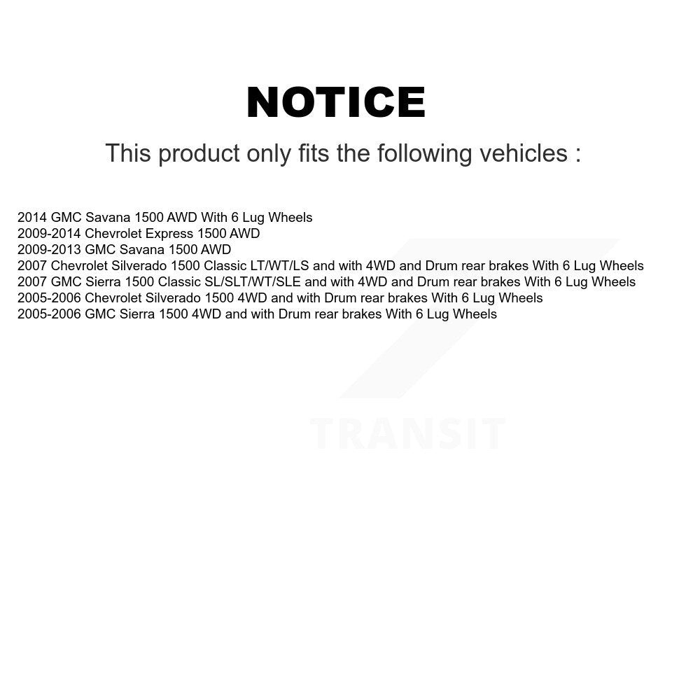 [Avant] Kit d'ensemble roulement de roue et moyeu pour Chevrolet Silverado 1500 GMC Sierra Classic Express Savana KBB-103789