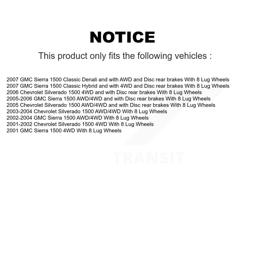 [Avant] Kit d'ensemble roulement de roue et moyeu pour Chevrolet Silverado 1500 GMC Sierra Classic 8 Lug Wheels KBB-103803