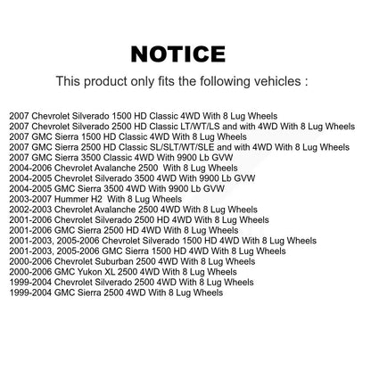 [Avant] Kit d'ensemble roulement de roue et moyeu pour Chevrolet Silverado 2500 HD GMC Sierra Hummer H2 Classic 1500 3500 Suburban Yukon XL Avalanche KBB-103804