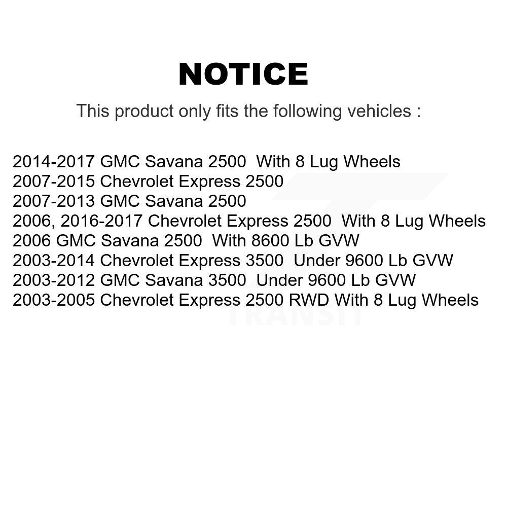 [Avant] Kit d'ensemble roulement de roue et moyeu pour Chevrolet Express 2500 3500 GMC Savana KBB-103807