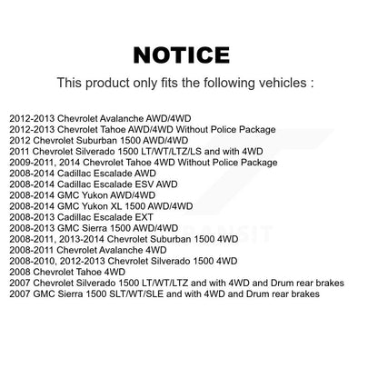 [Avant] Kit d'ensemble roulement de roue et moyeu pour Chevrolet Silverado 1500 GMC Sierra Tahoe Suburban Yukon Cadillac XL Avalanche Escalade ESV EXT KBB-103849