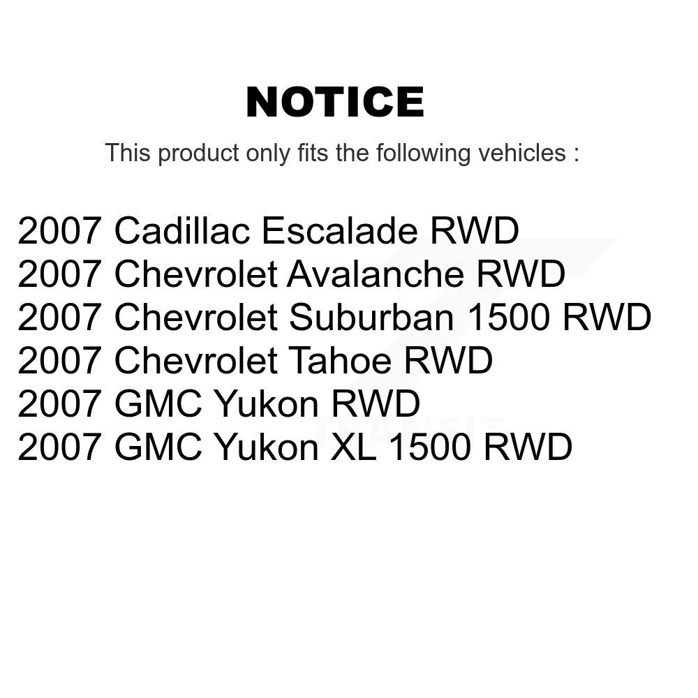 [Avant] Kit d'ensemble roulement de roue et moyeu pour 2007 Chevrolet Tahoe GMC Suburban 1500 Yukon Avalanche XL Cadillac Escalade RWD KBB-103853