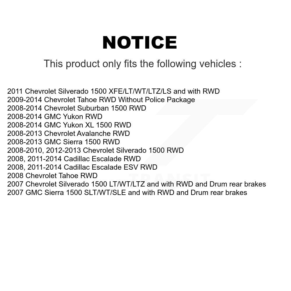 [Avant] Kit d'ensemble roulement de roue et moyeu pour Chevrolet Silverado 1500 GMC Sierra Tahoe Suburban Yukon XL Avalanche Cadillac Escalade ESV KBB-103854